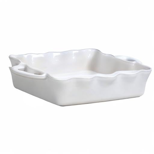 Ceramic 13.5" x 8.5" Rectangular Ruffled Baker (Cook & Host White)