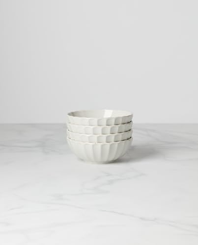 French Perle Scallop 4 (All-Purpose Bowls, Set of 4 / White)