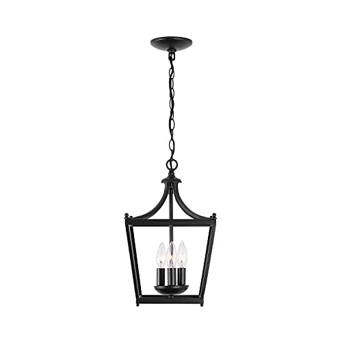 Capital Lighting 4036MB Stanton Geometric Metal Open Frame Lantern Foyer Pendant (3-Light / Matte Black)