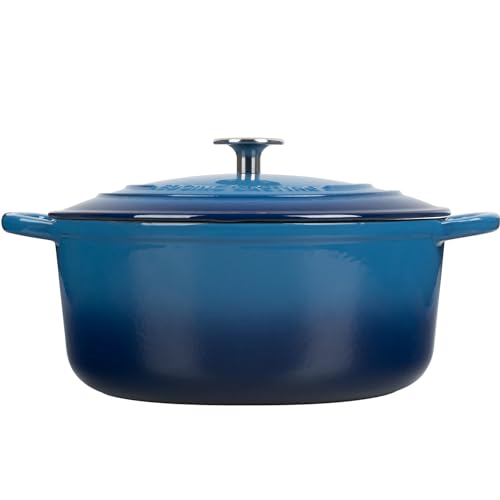 Enameled Cast Iron Dutch Oven Pot With Lid for Cooking (Lake Blue / 5.5QT)
