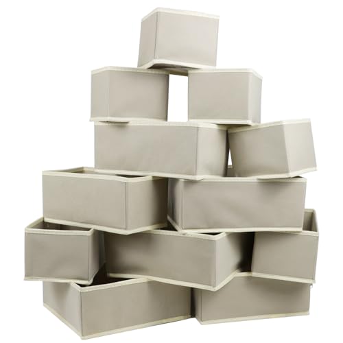 12 Pack Drawer Organizer Clothes (Beige / 12 Pack)