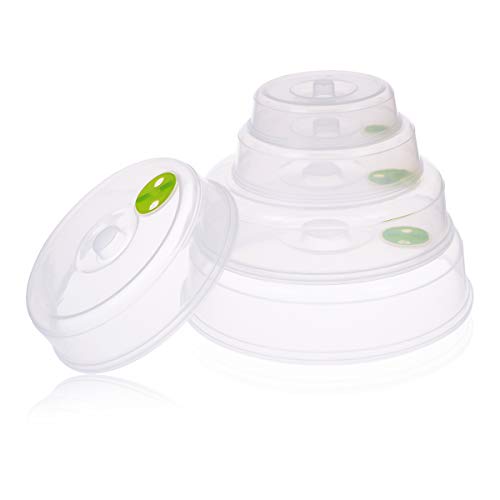 Set of 5 Microwave Plate Covers with Adjustable Steam Vents; Microwave Splatter Covers