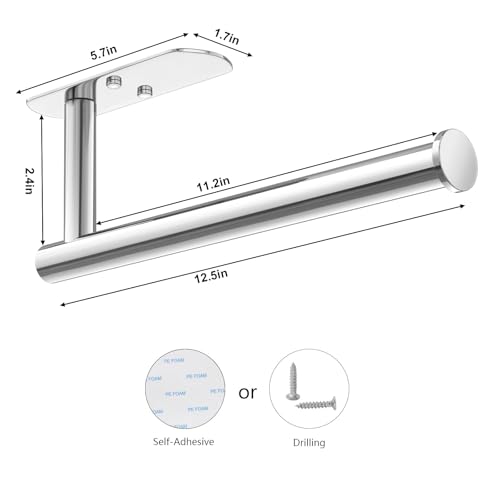 Self Adhesive Paper Towel Holder Under Cabinet Mount (Polished Chrome / 1 Pack)