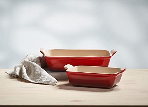 Stoneware Heritage Rectangular Baking Dish (3-Piece Dish Set / Cerise)