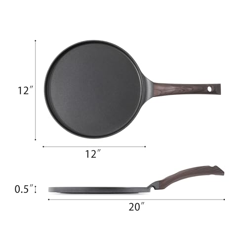 12 Inch Nonstick Crepe Pan Granite Coating Pancake Pan Black (Black / 12 Inch)