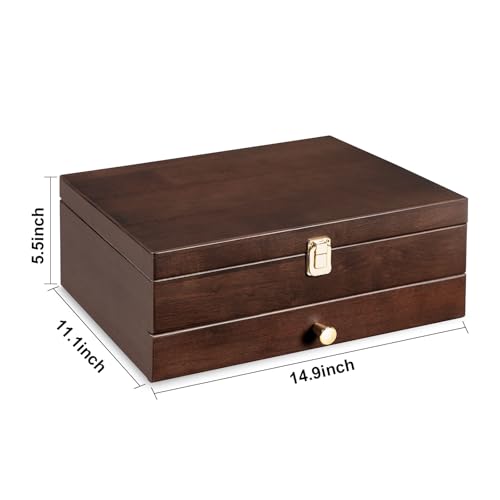 Silverware Storage Box (2 Layer Walnut)