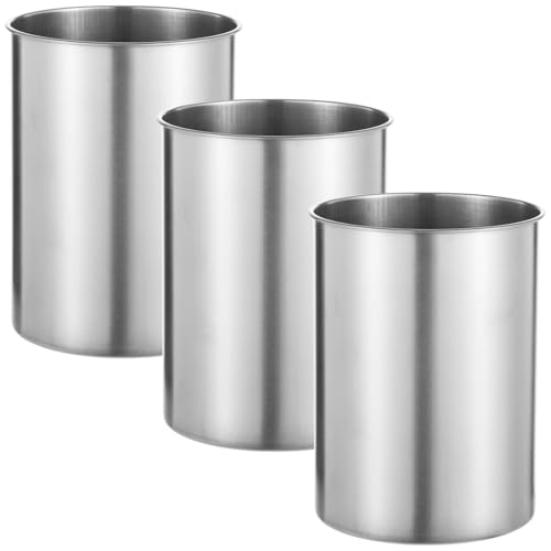 3 Pack Large Stainless Steel Utensil Holders (Silver)