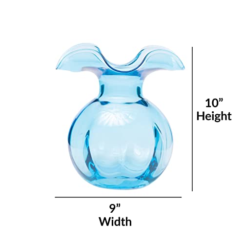 Hibiscus Glass Aqua Medium Fluted Vase (Medium / Aqua)