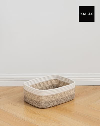 Small Woven Storage Basket for Organizing (Gradient Brown / 13.5"L x 9.5"W x 5"H)