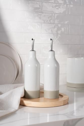 16oz Ceramic Oil Dispenser Bottle (White / 2 Pieces (Milkyway))