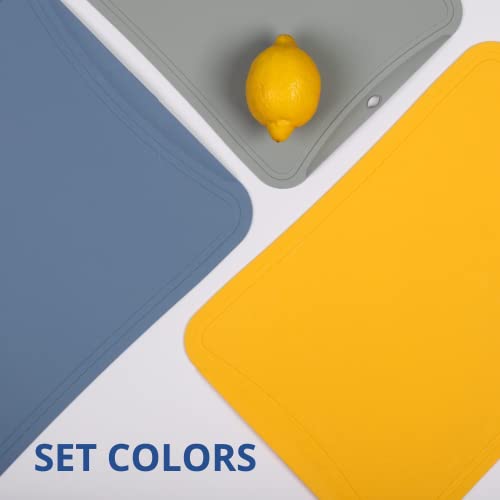 TPU Cutting Boards (3 Piece Set / Blue, Yellow, Gray)