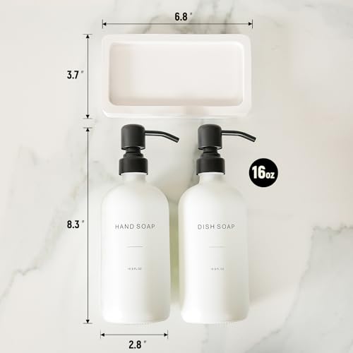 Kitchen Soap Dispenser Set (White Bottle & Black Pump)
