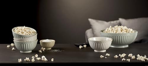French Perle Groove White Stoneware Serving Bowl (Serving Bowl)