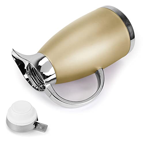 61oz Coffee Carafe Airpot Insulated Coffee Urn Stainless Steel Vacuum Thermal Pot Flask Dispenser for Coffee (Gold)