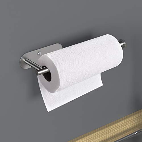 Adhesive Paper Towel Holder Under Cabinet Mount (Silver / 1 Pack)