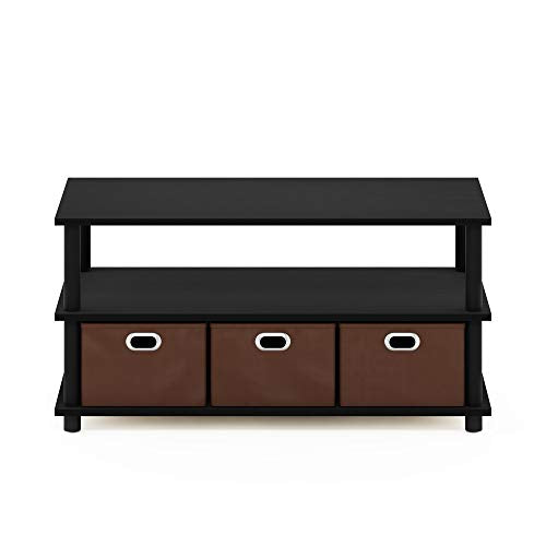 Turn-N-Tube Coffee Table, 31.22D x 15.5W x 15.8H in, Black Oak/Black/Brown (Black Oak/Black/Brown / 3 Bin)