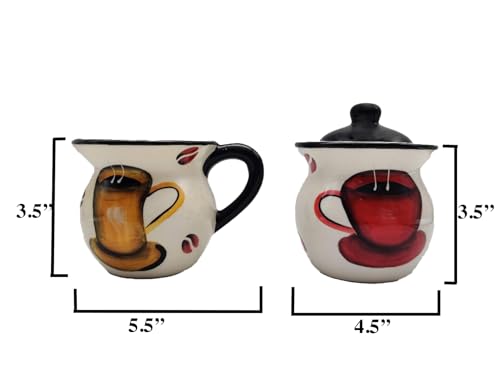 Tuscany Colorful Coffee Bean Hand Painted Ceramic Creamer and Sugar Set (Colorful Coffee Bean)