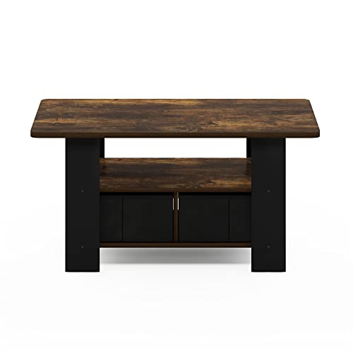 Andrey Coffee Table with Bin Drawer (Amber Pine/Black / 2 Bin)