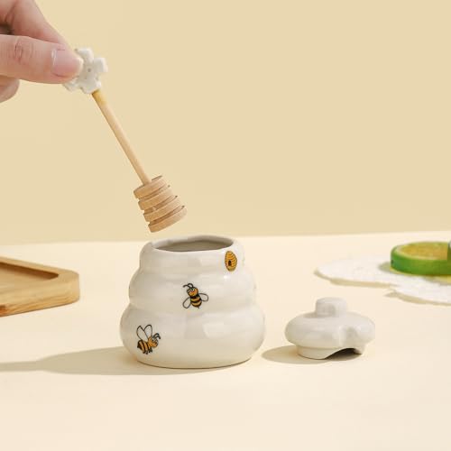 Ceramic Bee Happy Honey Pot with Dipper