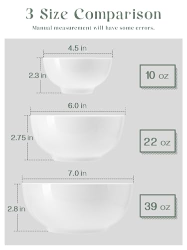 22 OZ White Ceramic Bowls Set of 4 (22 OZ / Soft White)