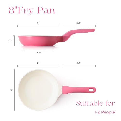 Nonstick Ceramic Frying Pan (8 Inch / Raspberry Red)