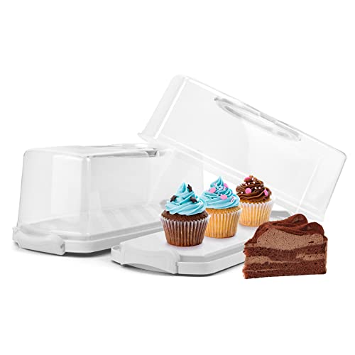 2 Pack Plastic Rectangular Bread Box with Clear Lid