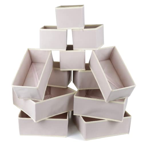 12 Pack Drawer Organizer Clothes (Pink / 12 Pack)