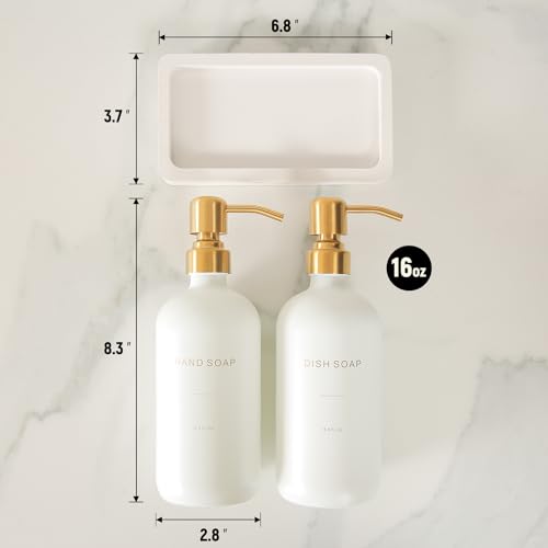 Gold Soap Dispenser Set (White Bottle & Gold Pump)