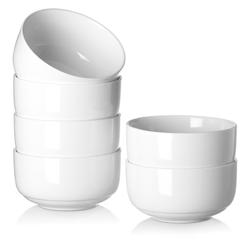 White Ceramic Bowls Set of 6 (22 oz)
