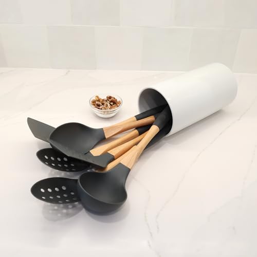 Grey Nylon Spatula with Wooden Handle Kitchen Utensils High Heat Resistance