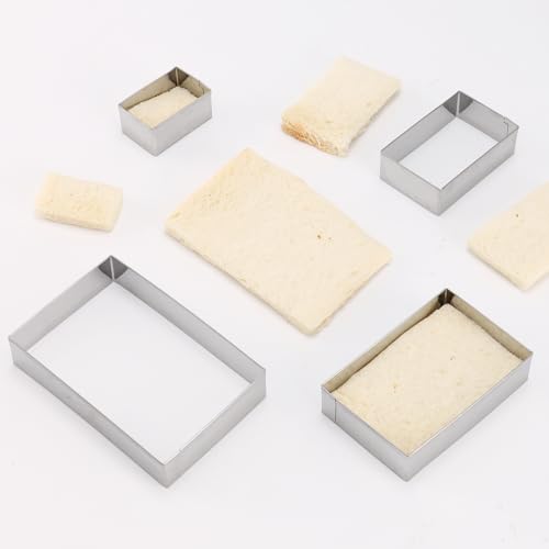 Rectangle cookie cutter ANCKNE Stainless Steel Rectangle Biscuit Molds Square Pastry Molds Fondant Cake Cookie Cutter Set 1 Inch Depth (Rectangle)