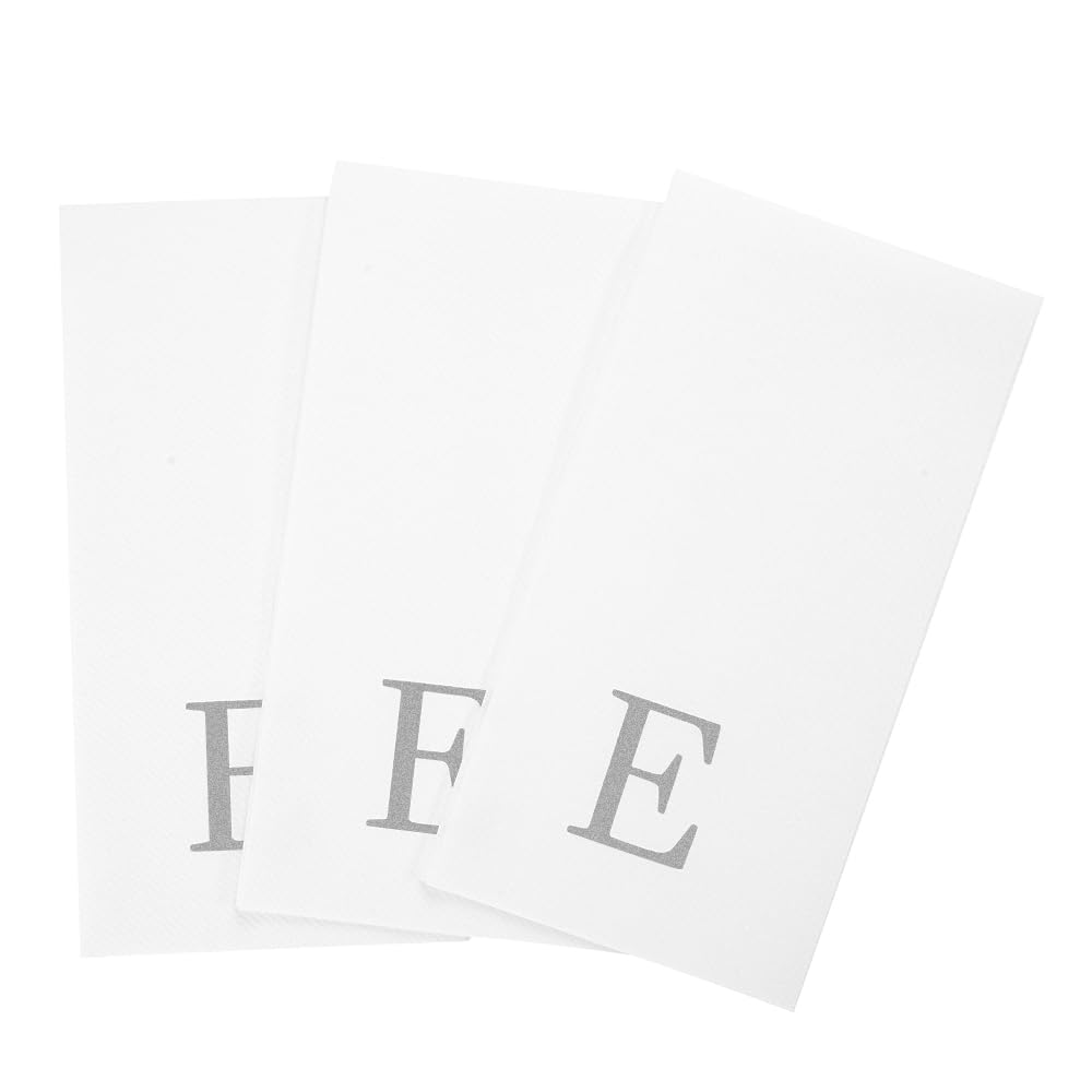 Paper Rectangle Silver Letter E Linen (Silver / 50 Count / E)