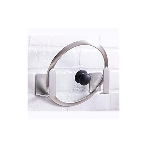 Pot Lid Holder Stainless Steel Wall Mounted 3M Self Adhesive Pan Cover Racks (Silver)