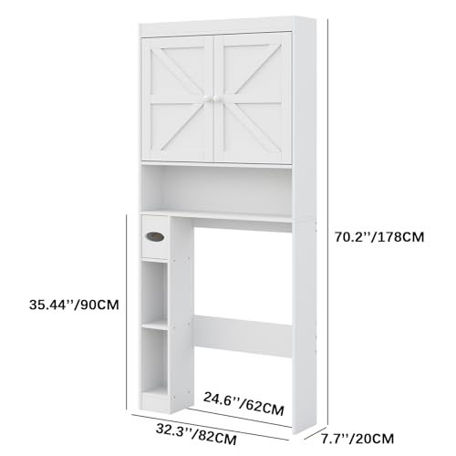 Over The Toilet Storage Cabinet with Barn Doors (White / Barn Doors Over Toilet Cabinet)