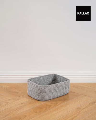 Small Woven Storage Basket for Organizing (Mixed Grey / 12"L x 8"W x 4.5"H)