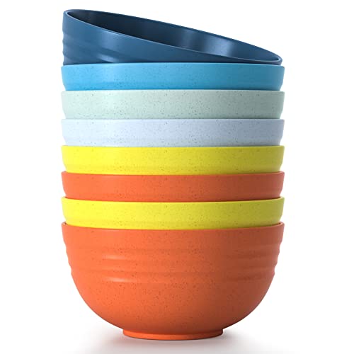 24 OZ Wheat Straw Cereal Bowls Set of 8 (Multicolor / 24 oz)
