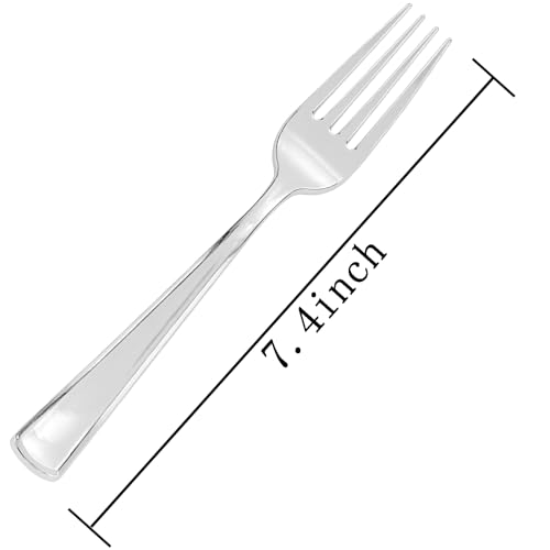 200 Pack Silver Plastic Forks (Silver)