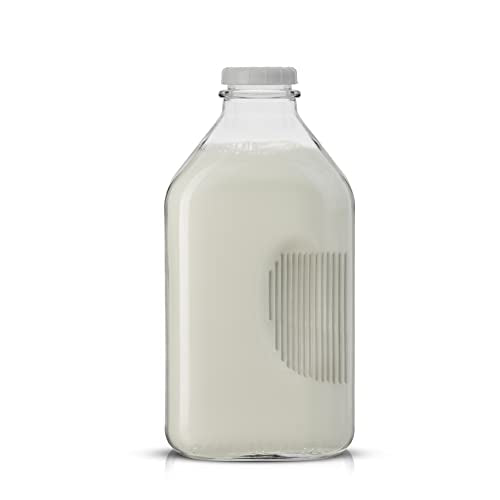 Glass Milk Bottles with Lids and Pourer (64 Oz)