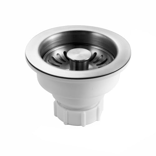190-9300 - 3-1/2 Inch Stainless Steel Deep Cup Kitchen Sink Basket Strainer, Durable Food Catcher Stopper for Metal Kitchen Sink, Ideal for Filtering Waste and Preventing Clogs (3.5 Inch - Stainless Steel Deep Cup)