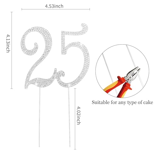 25 Rhinestone Cake Topper (25-Silver)