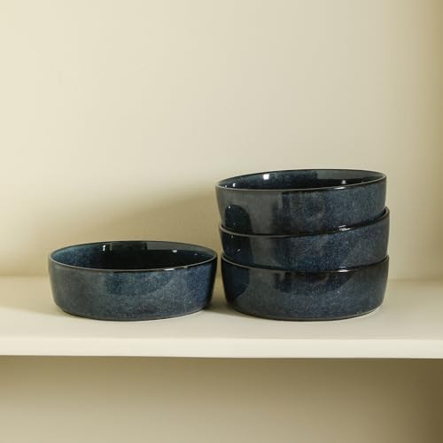 Eden 4 Piece Pasta Bowl Set Stoneware (Dark Blue / 4-Piece - Pasta Bowl)