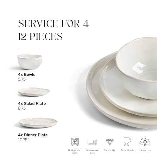 Mirella 12 Piece Dinnerware Set Stoneware (White / 12-Piece - Service for 4)