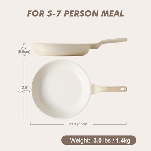 Nonstick Ceramic Frying Pan 12.5 (12.5 Inch / Antique White)