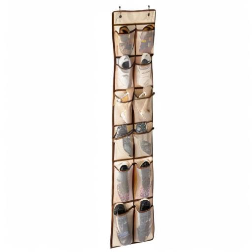Over The Door Shoe Organizer (Beige-1 Pack of 12 Pockets)
