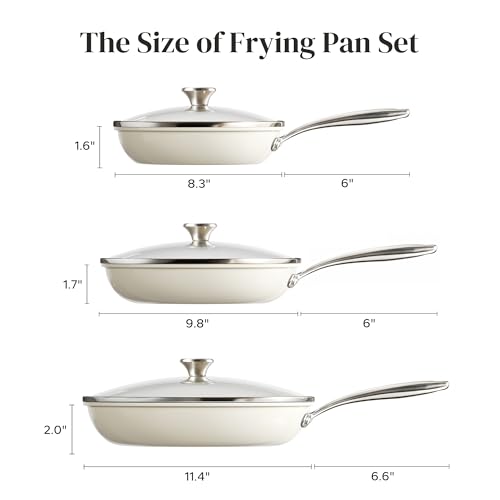 Nonstick Cookware Sets (Beige White)