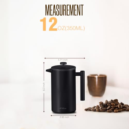 304 Grade Stainless Steel French Press 12 Oz (Black / 12 Ounce)