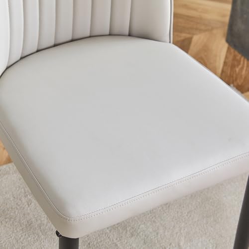 Modern Dining Chairs Set of 6 Gray Kitchen Chairs Set PU Leather Chair with Metal Legs Armless Upholstered Chair for Dinner Room (B- Gray)