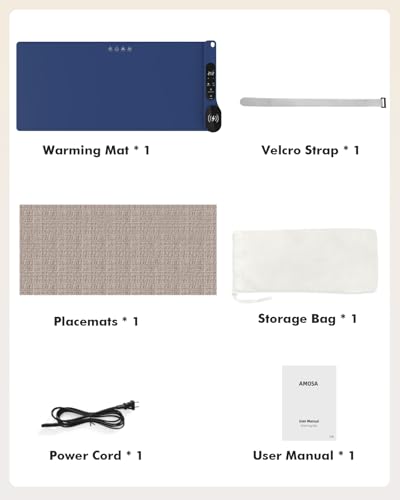 New Food Warming Mat with Wireless Charger (Blue / 34x15 Inch)