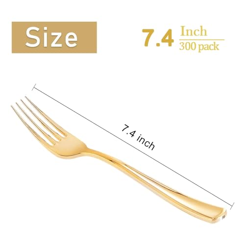 300PCS Gold Plastic Forks (Gold / 300)