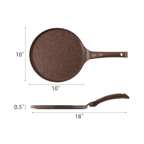 10 Inch Nonstick Crepe Pan Granite Coating Pancake Pan Brown (Toffee Brown / 10 Inch)